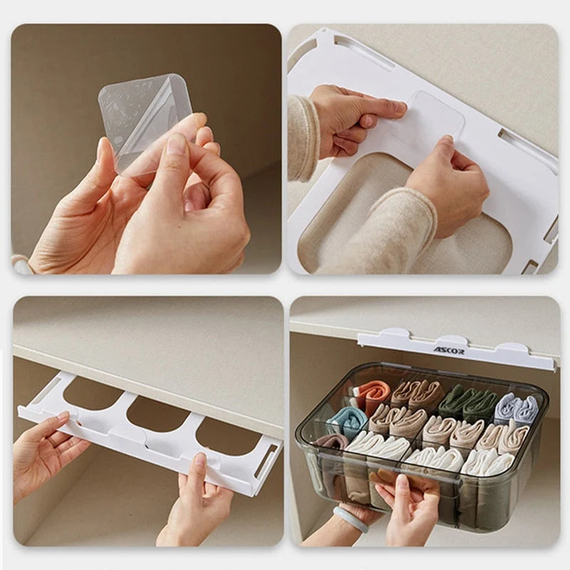 Under Desk Storage Drawer Pull-Out Dust-Resistant Plastic