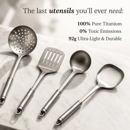 Utensil Set Pure Titanium Induction Compatible & Dishwasher Safe
