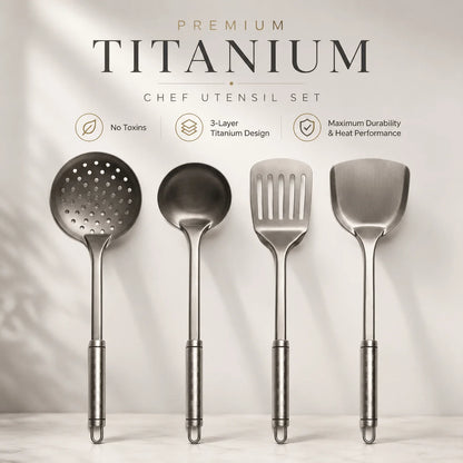 Utensil Set Pure Titanium Induction Compatible & Dishwasher Safe
