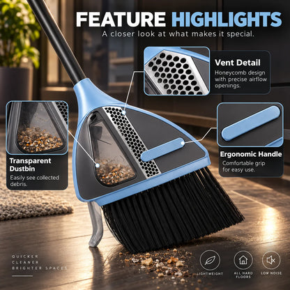 Vacuum Broom Cordless Pressure-Activated Nozzle USB Rechargeable