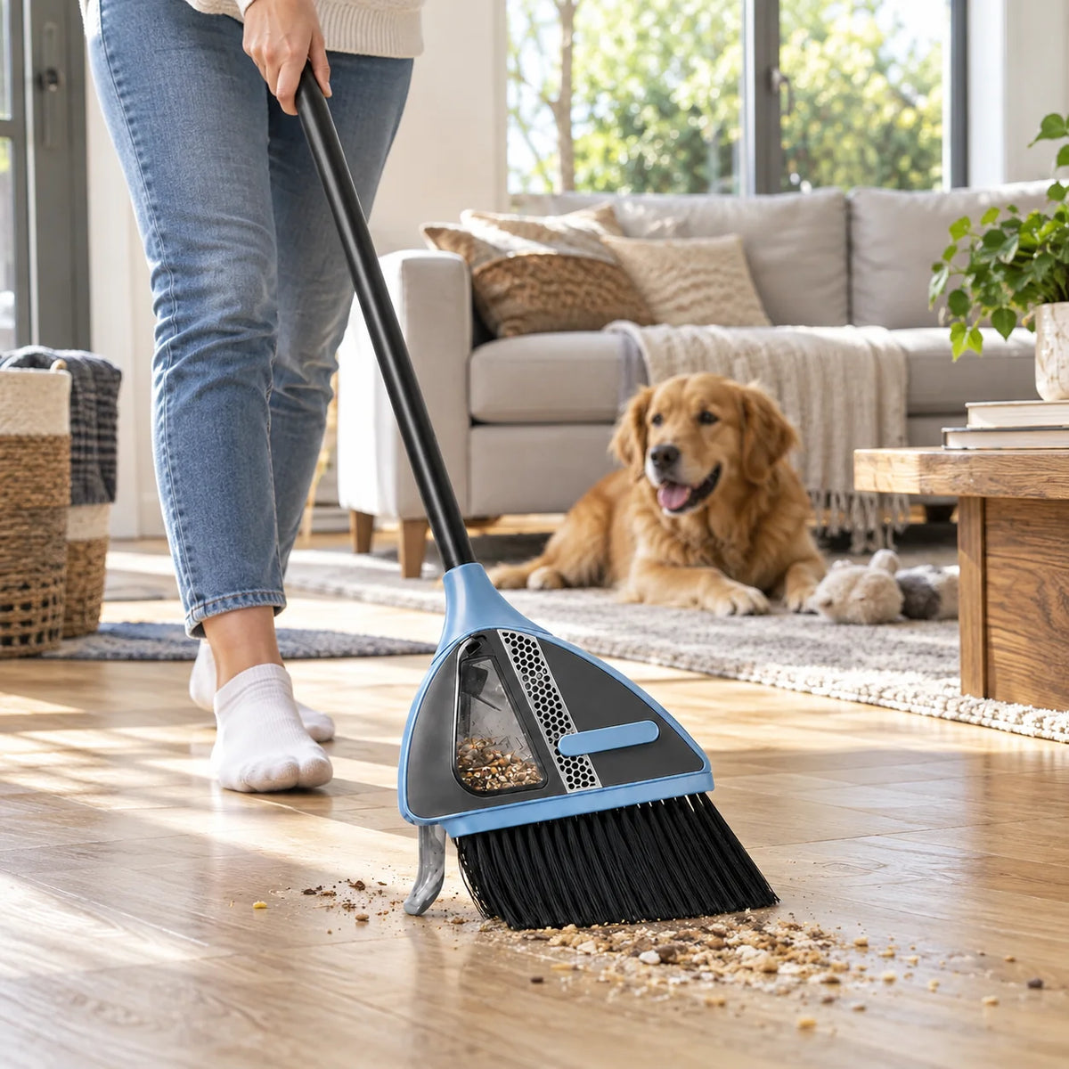 Vacuum Broom Cordless Pressure-Activated Nozzle USB Rechargeable