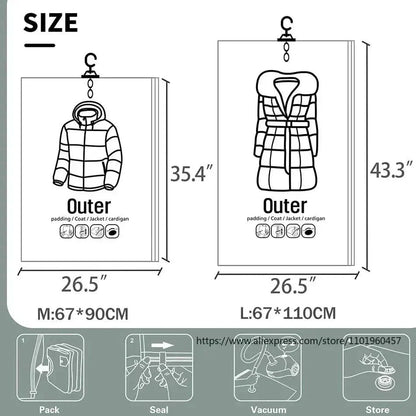 Vacuum Storage Bags Hanging Space-Saving Set of 3