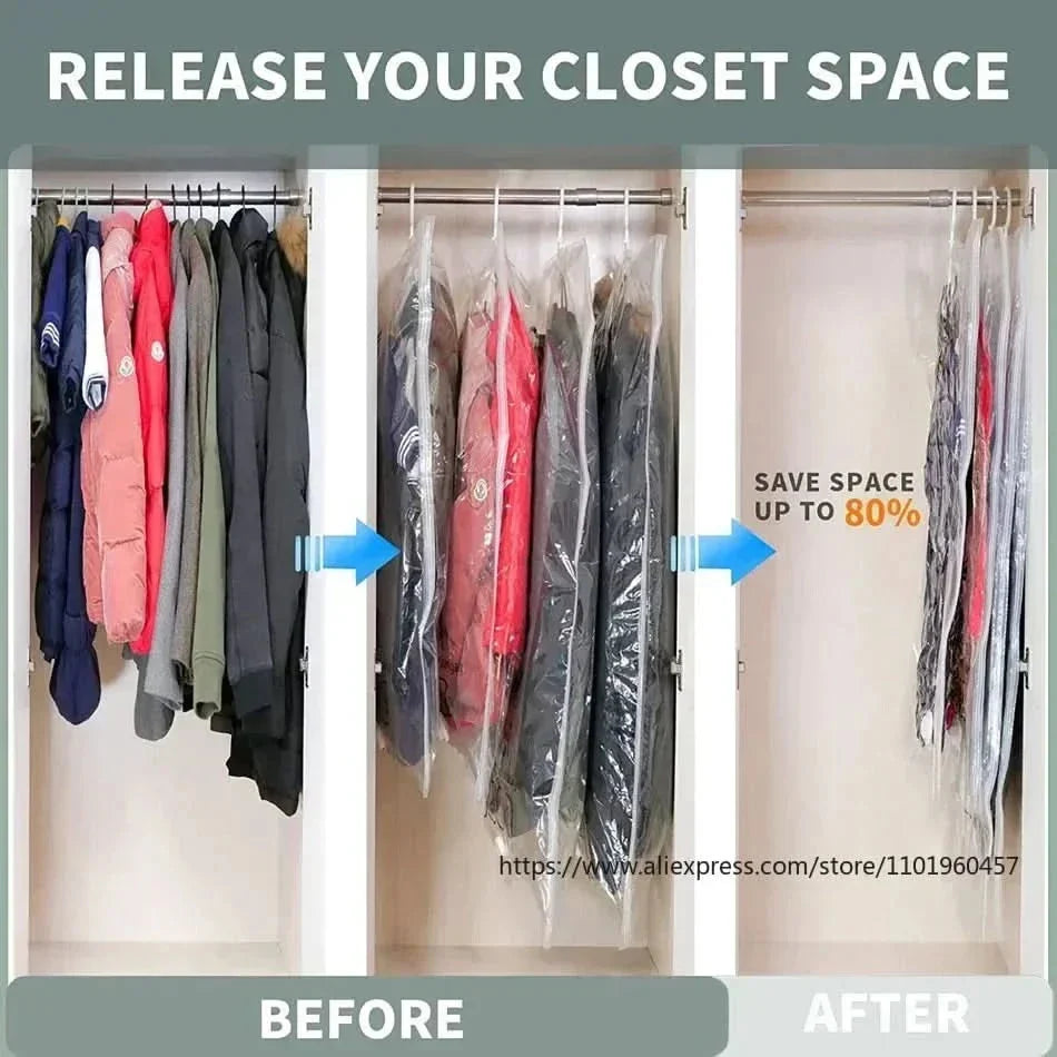 Vacuum Storage Bags Hanging Space-Saving Set of 3