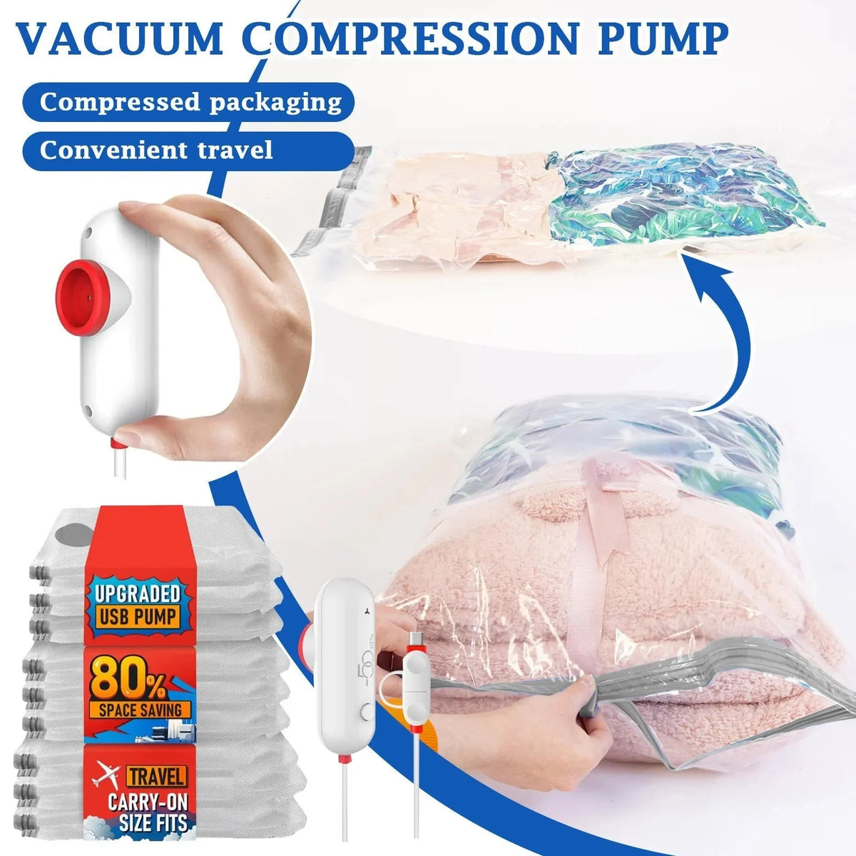 Vacuum Storage Bags Space-Saving Compression Set