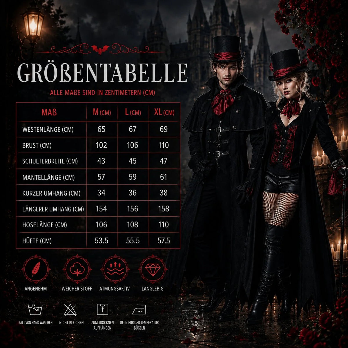 Vampire Costume Adult Classic Halloween Design