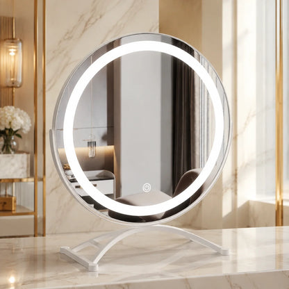 Vanity Mirror Tri-Color Touch LED 360° Rotation & Rechargeable