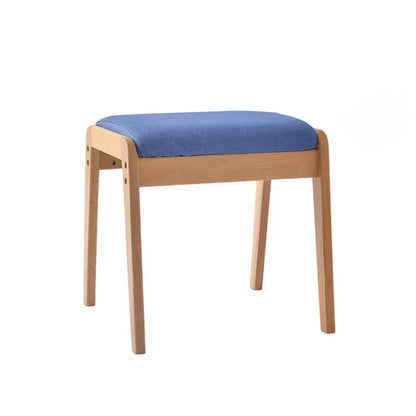 Vanity Stool Solid Wood Frame Padded Linen Seat