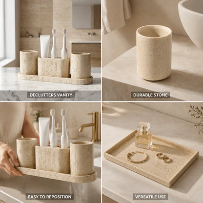 Vanity Tray Sandstone Minimalist Warm Beige