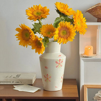 Vase Ceramic Smooth Finish Floral Pattern 28cm