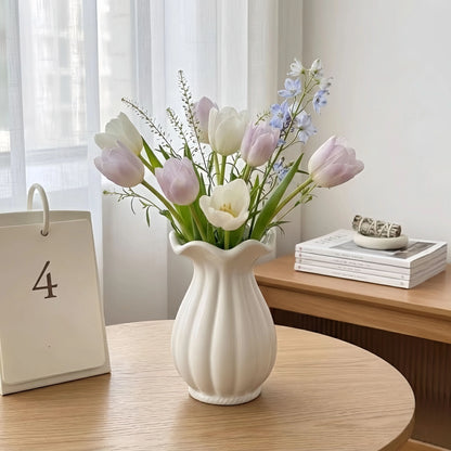 Vase Pleated Paper-Bag Matte Ceramic & Waterproof Interior
