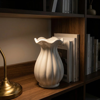 Vase Pleated Paper-Bag Matte Ceramic & Waterproof Interior