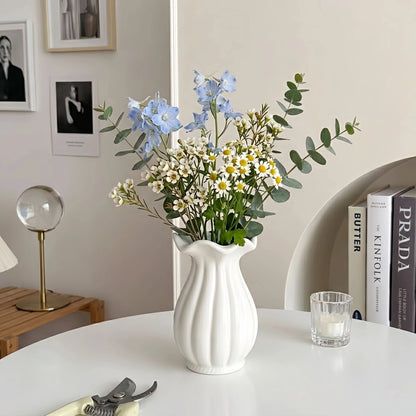 Vase Pleated Paper-Bag Matte Ceramic & Waterproof Interior