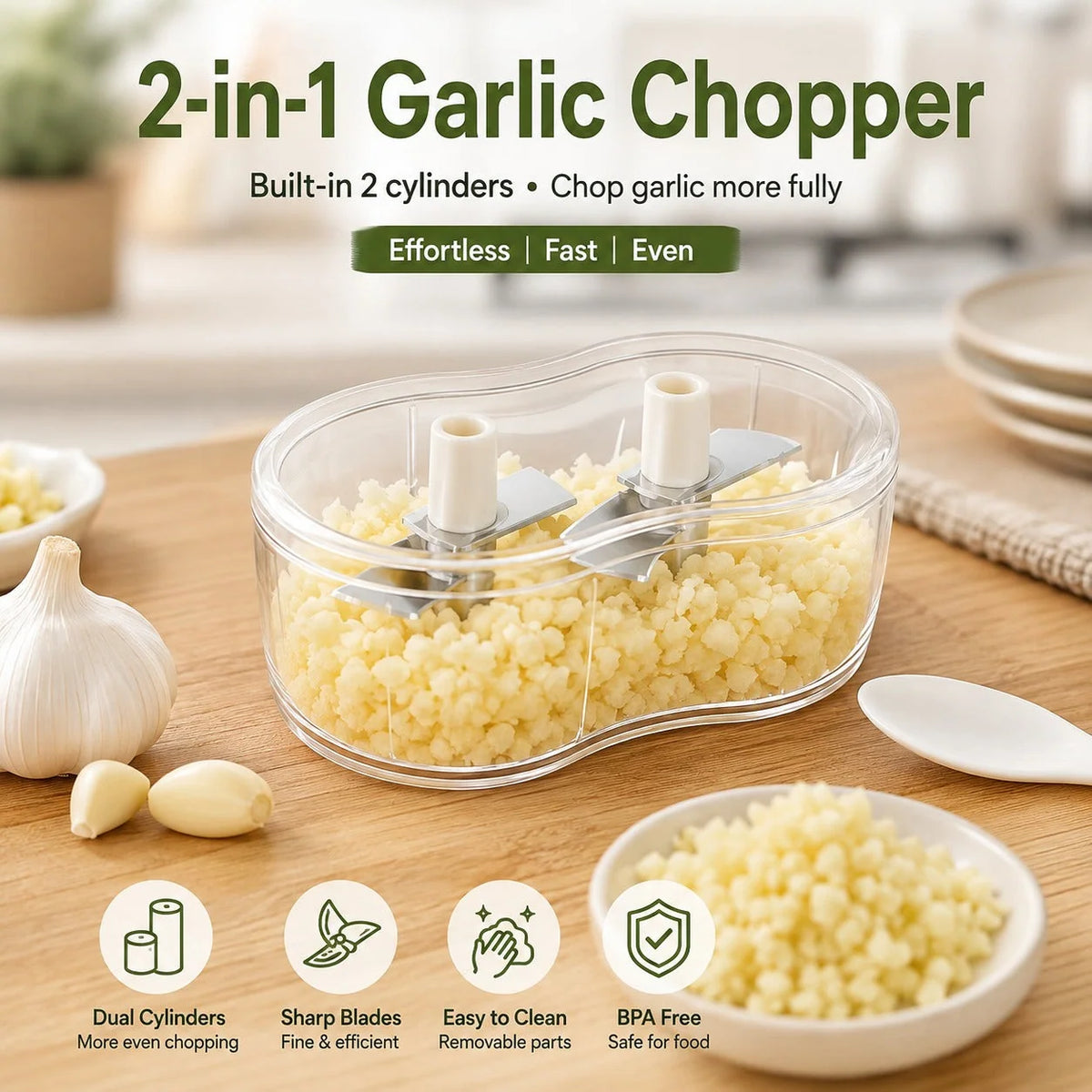 Vegetable Chopper Stainless Steel Blades Ergonomic Grip Removable Parts