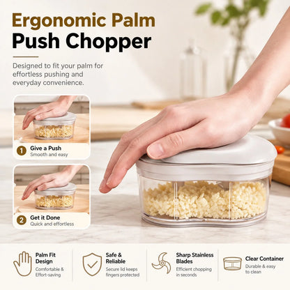 Vegetable Chopper Stainless Steel Blades Ergonomic Grip Removable Parts