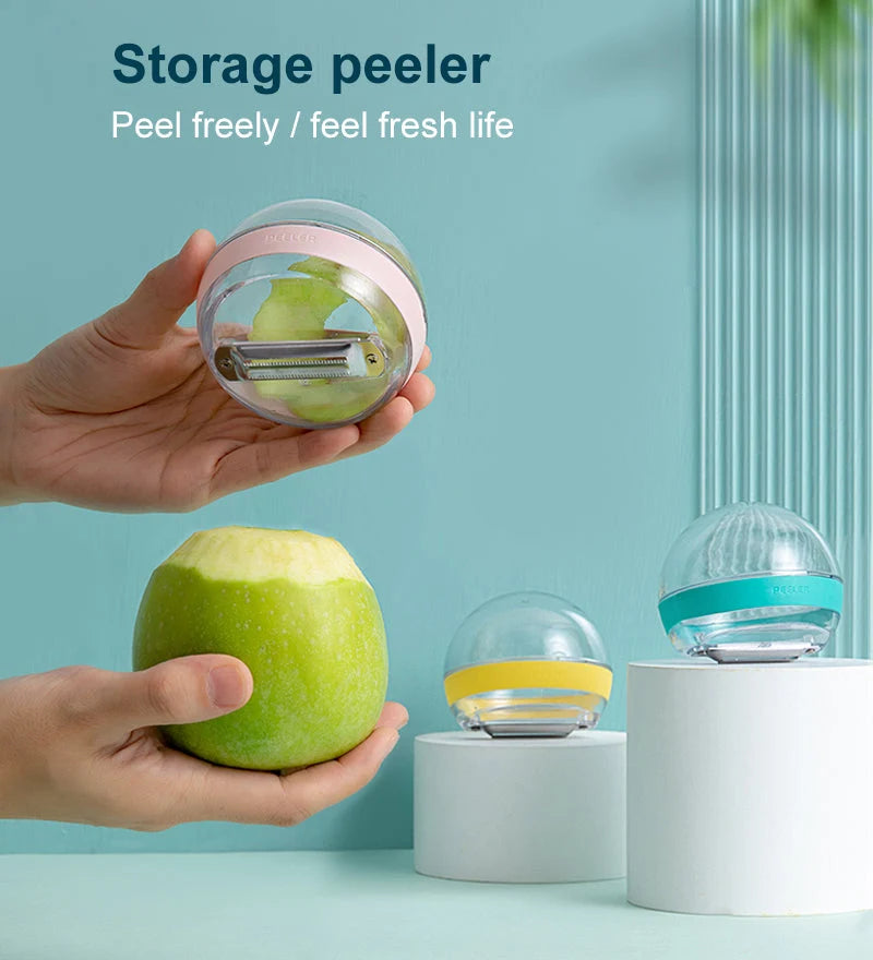 Vegetable Peeler Double Serrated Blades Built-In Scrap Container