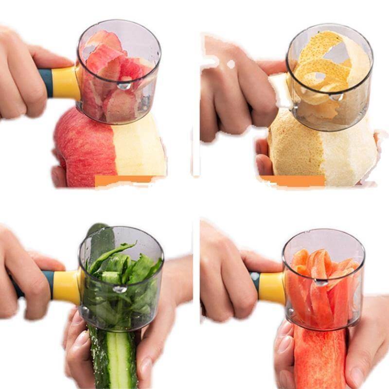 Vegetable Peeler Stainless Steel Blade Built-In Peel Container