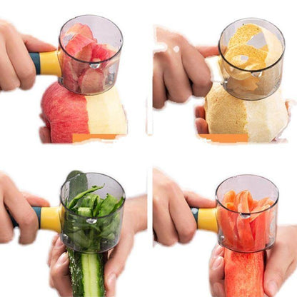 Vegetable Peeler Stainless Steel Blade Built-In Peel Container