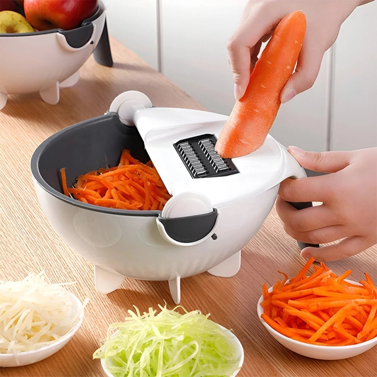 Vegetable Slicer Interchangeable Stainless Blades Catch Bowl