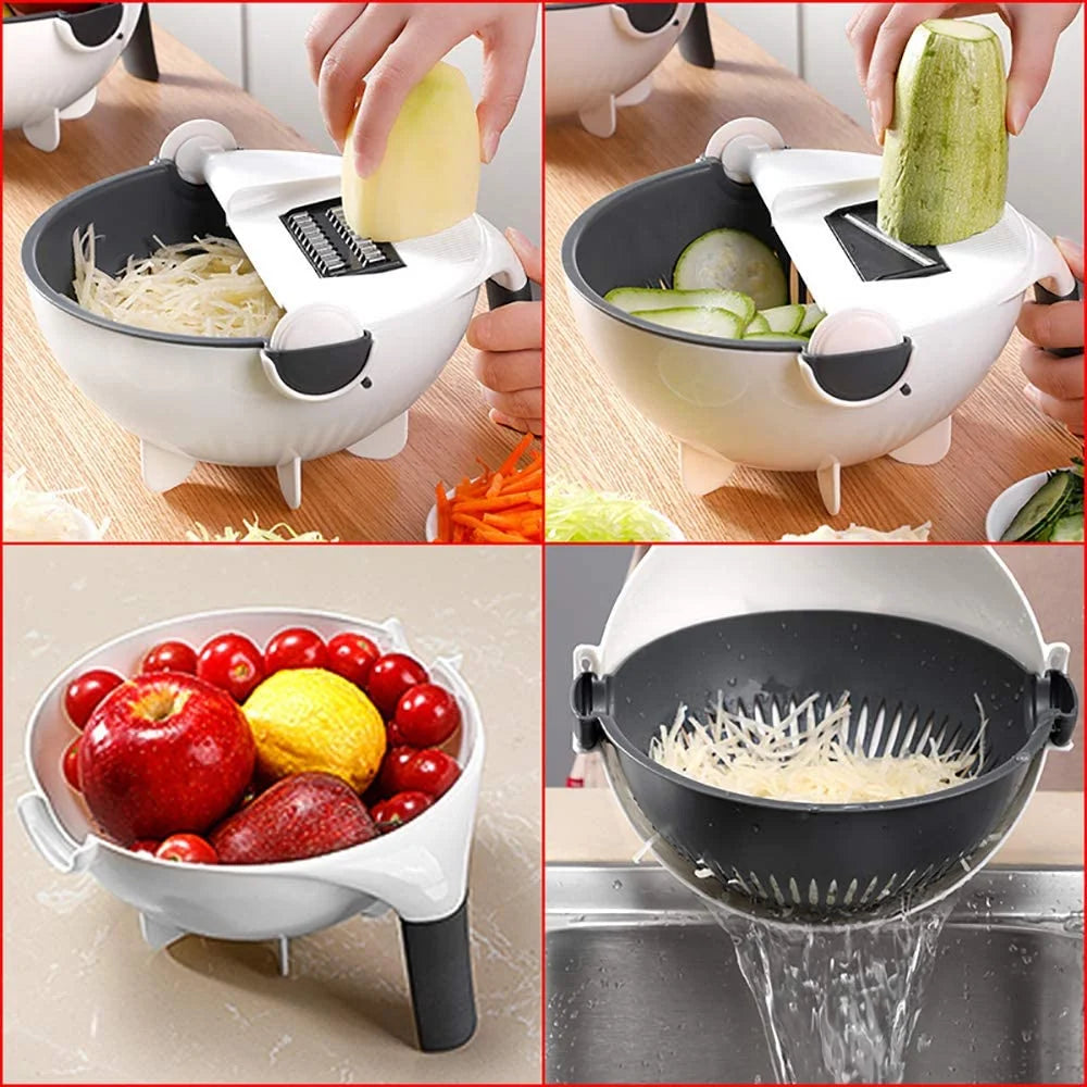 Vegetable Slicer Interchangeable Stainless Blades Catch Bowl