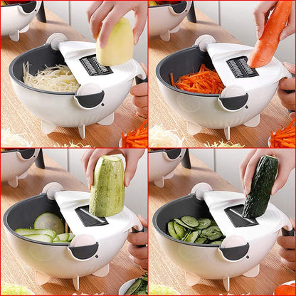 Vegetable Slicer Interchangeable Stainless Blades Catch Bowl