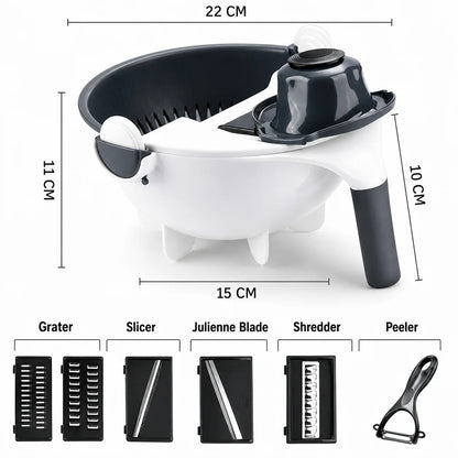 Vegetable Slicer Interchangeable Stainless Blades Catch Bowl