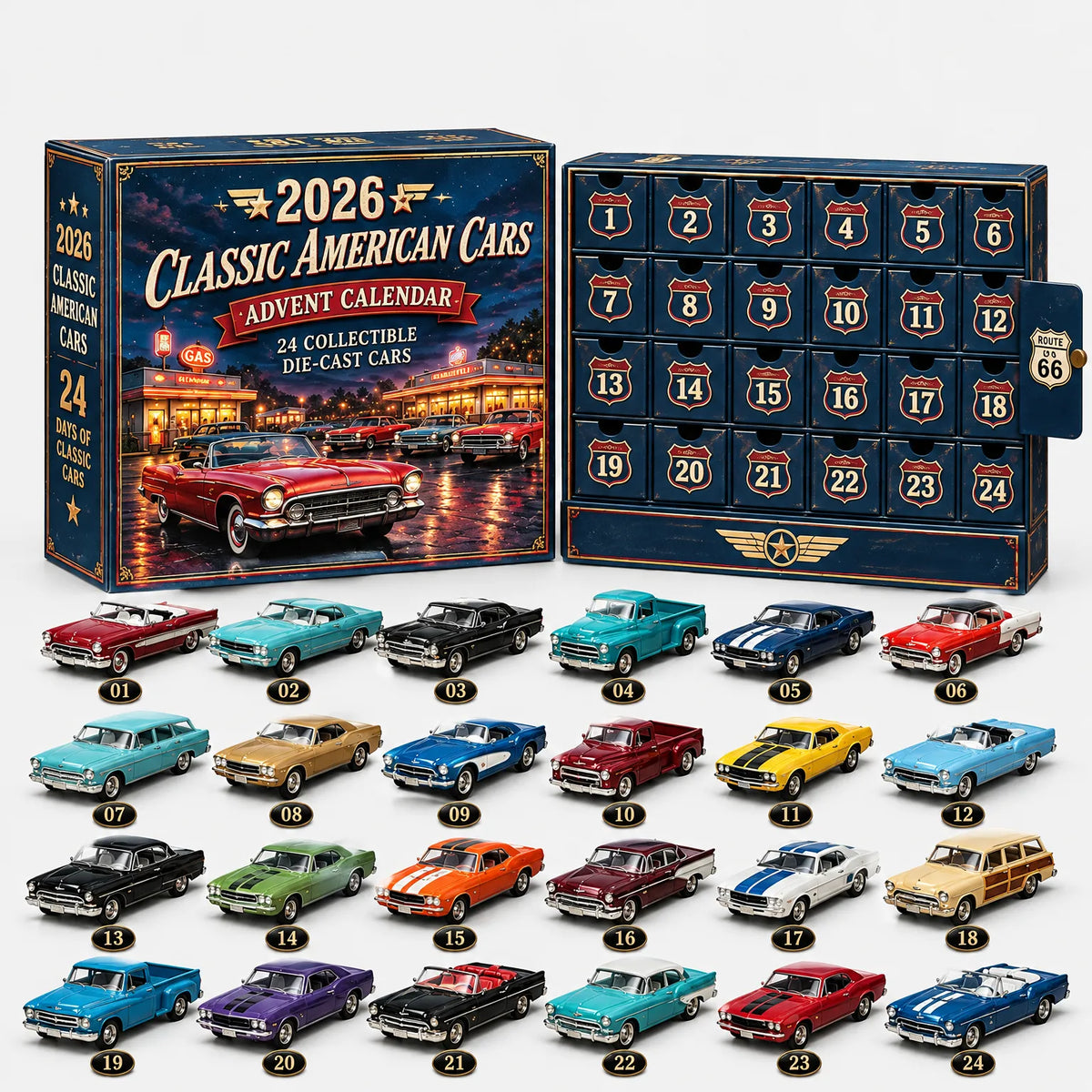 Vehicle Advent Calendar Die-Cast Metal 24 Miniature Models