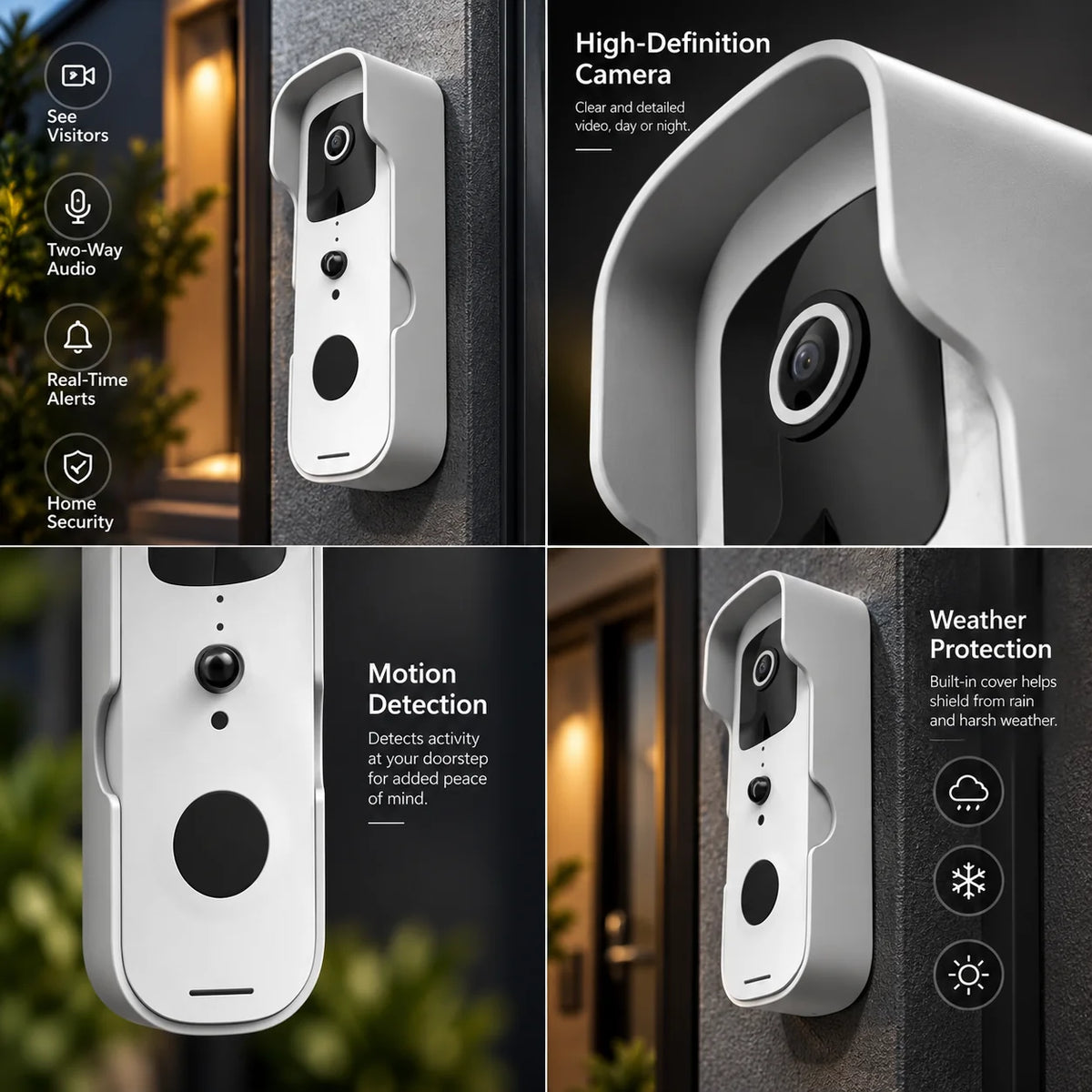 Video Doorbell Camera 1080p HD Wide-Angle & Two-Way Audio