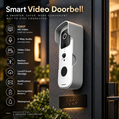 Video Doorbell Camera 1080p HD Wide-Angle & Two-Way Audio