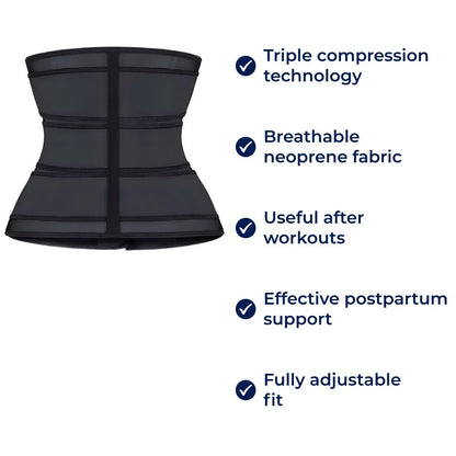 Waist Trainer Belt Breathable Neoprene Triple Compression Core Support