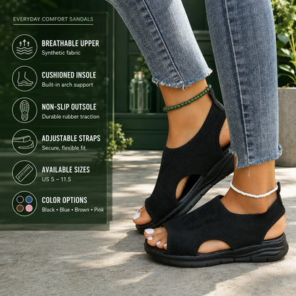 Walking Sandals Adjustable Straps Cushioned Arch Support