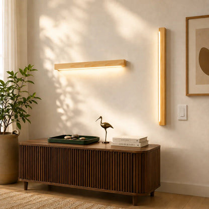 Wall & Ceiling Light Pine Wood Three-Color LED