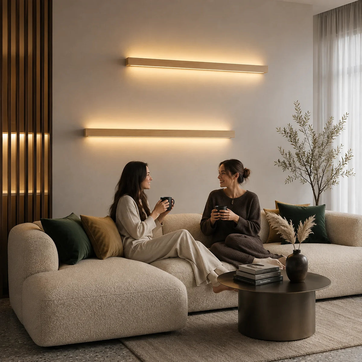 Wall & Ceiling Light Pine Wood Three-Color LED