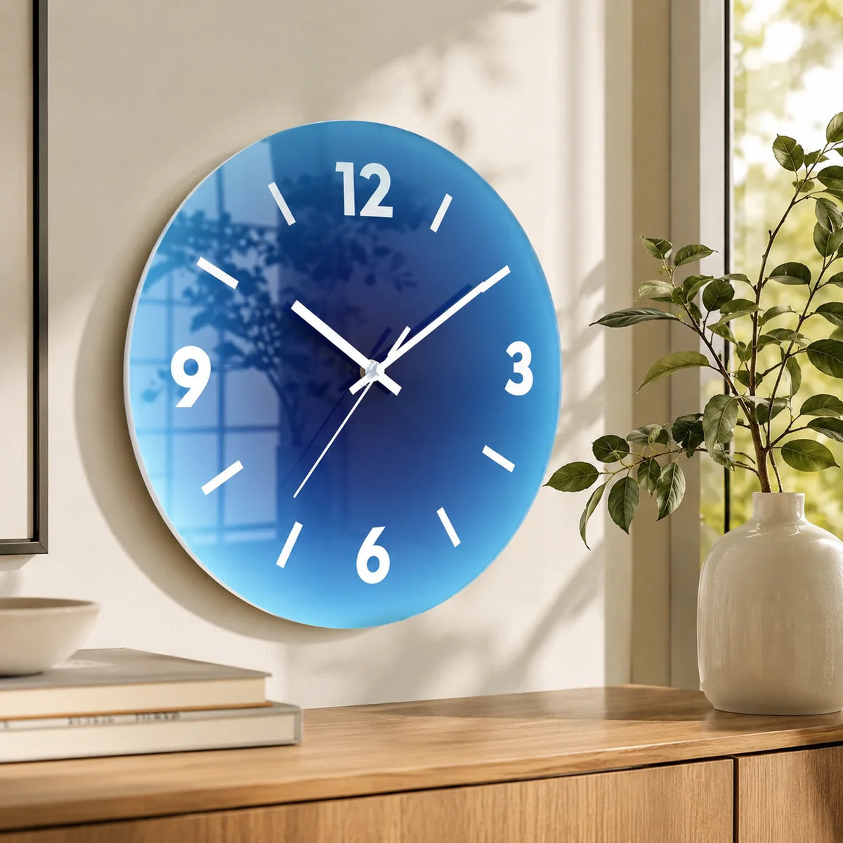 Wall Clock Silent Quartz Glass Face 30 cm