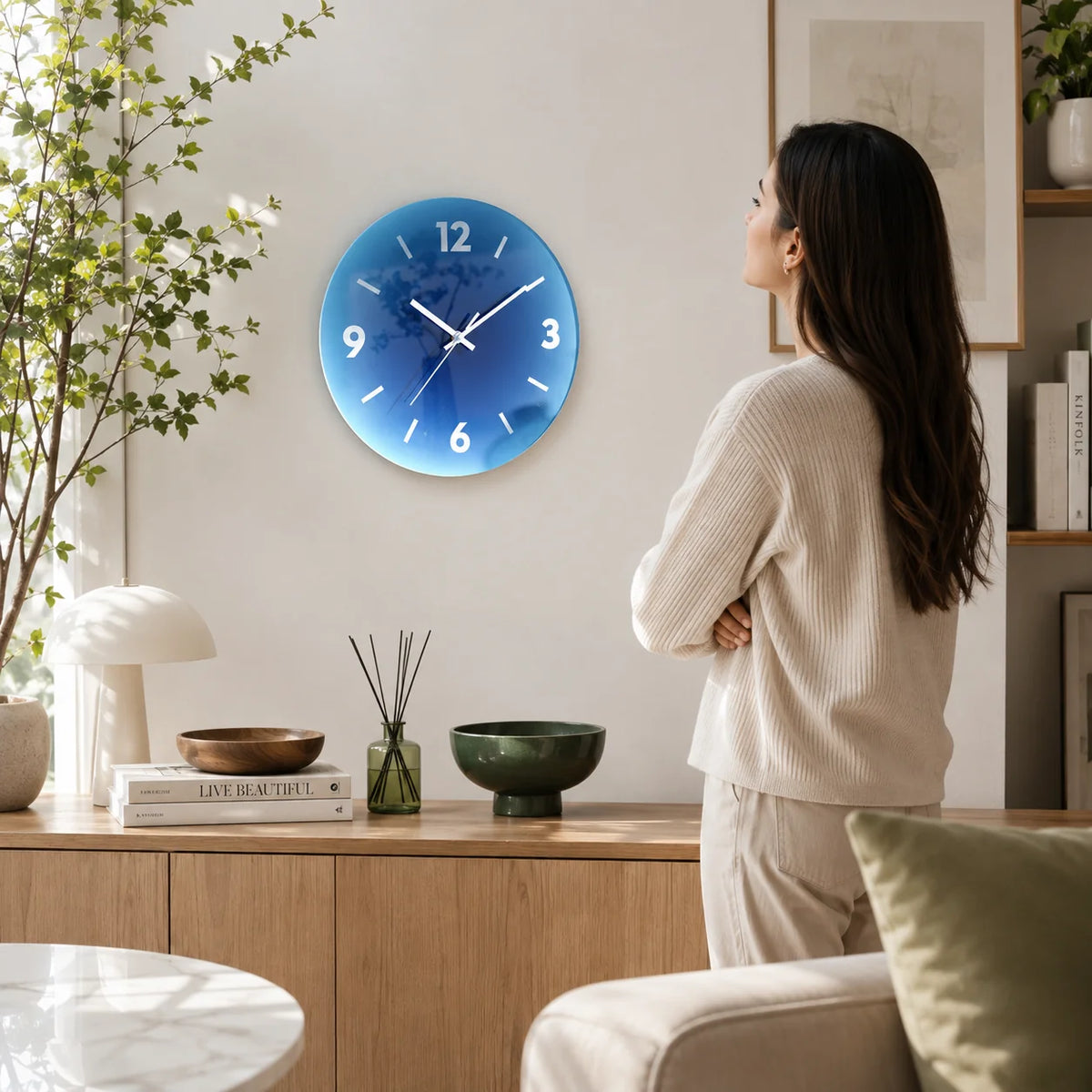 Wall Clock Silent Quartz Glass Face 30 cm