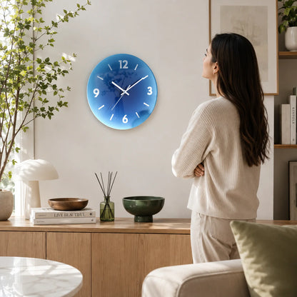 Wall Clock Silent Quartz Glass Face 30 cm