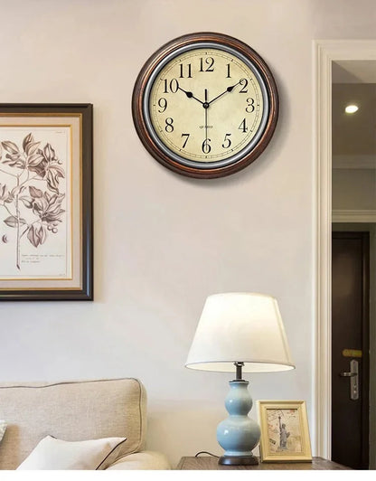 Wall Clock Silent Wooden 11.8 Inch