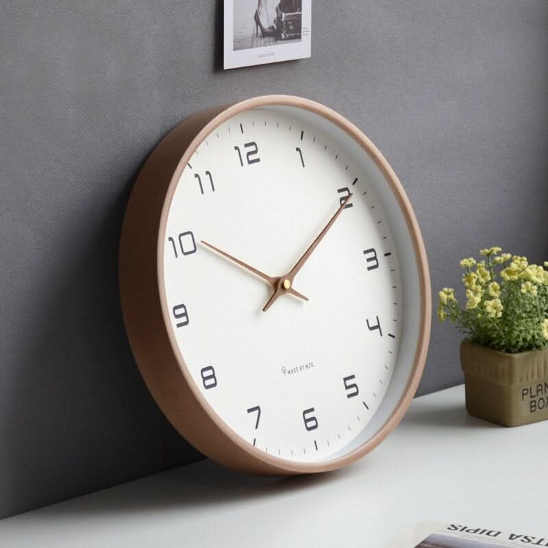 Wall Clock Solid Wood Silent Sweep Movement Scandinavian Design