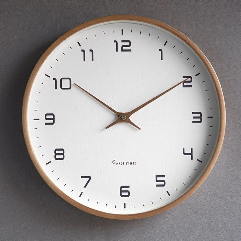 Wall Clock Solid Wood Silent Sweep Movement Scandinavian Design