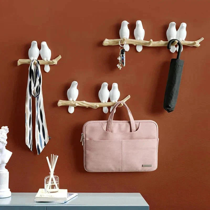 Wall Coat Rack Decorative Bird Solid Wood