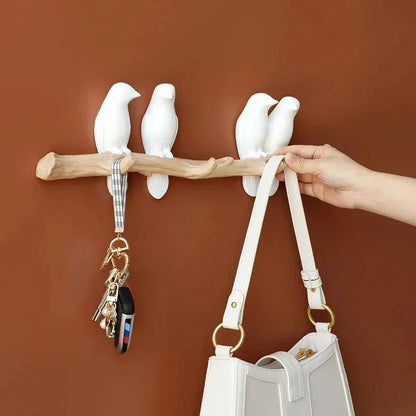 Wall Coat Rack Decorative Bird Solid Wood
