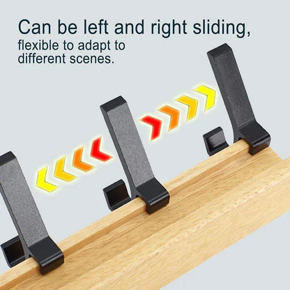 Wall Coat Rack Five Movable Double Hooks Rubber Wood & Aluminum