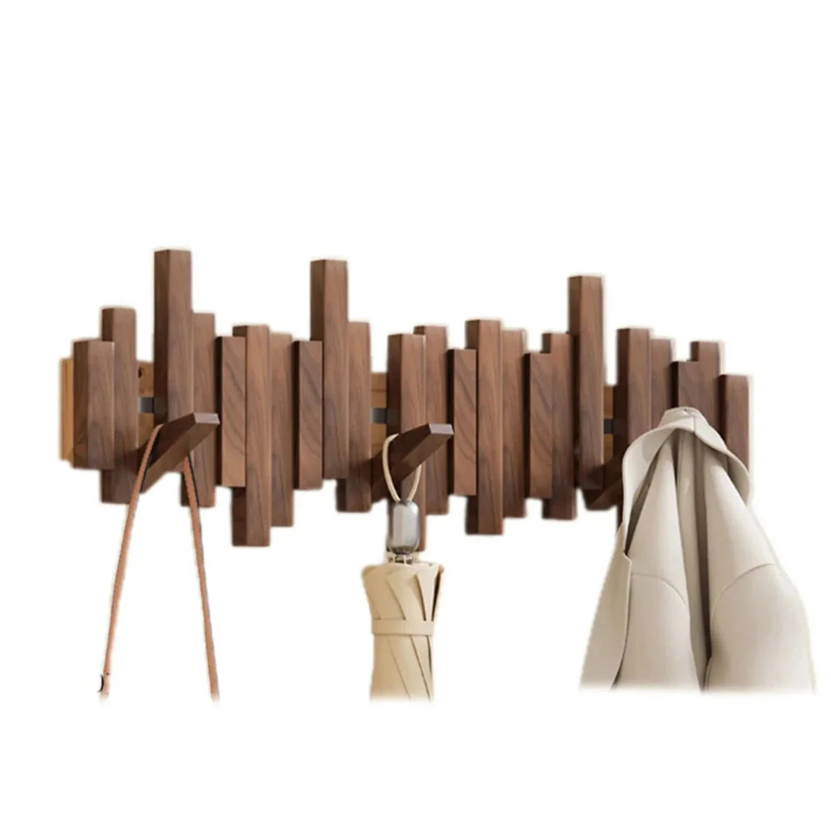 Wall Coat Rack Piano Key Foldable Hooks Solid Wood