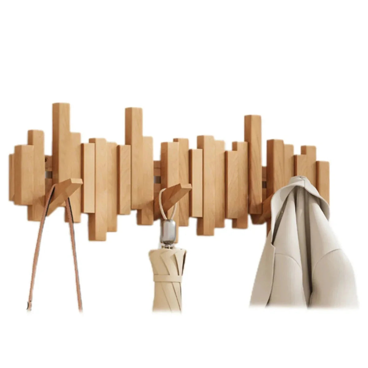 Wall Coat Rack Piano Key Foldable Hooks Solid Wood
