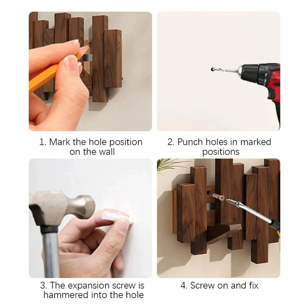 Wall Coat Rack Piano Key Foldable Hooks Solid Wood