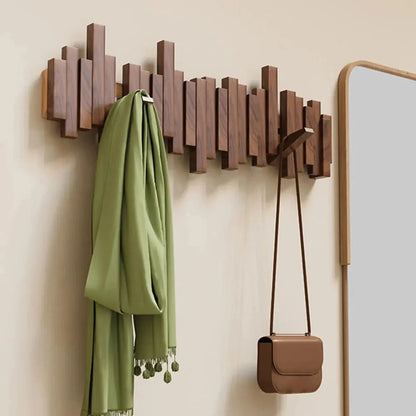 Wall Coat Rack Piano Key Foldable Hooks Solid Wood
