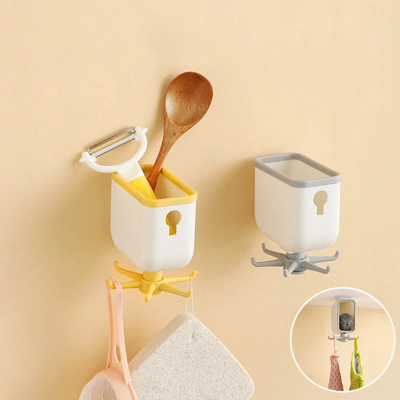 Wall Hook Organizer Self-Adhesive Swivel Hooks