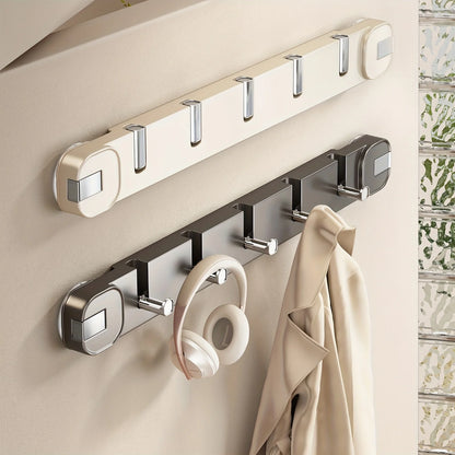 Wall Hook Rack Hidden 5 Hooks Drill-Free Suction Mount