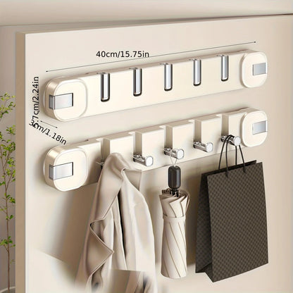 Wall Hook Rack Hidden 5 Hooks Drill-Free Suction Mount