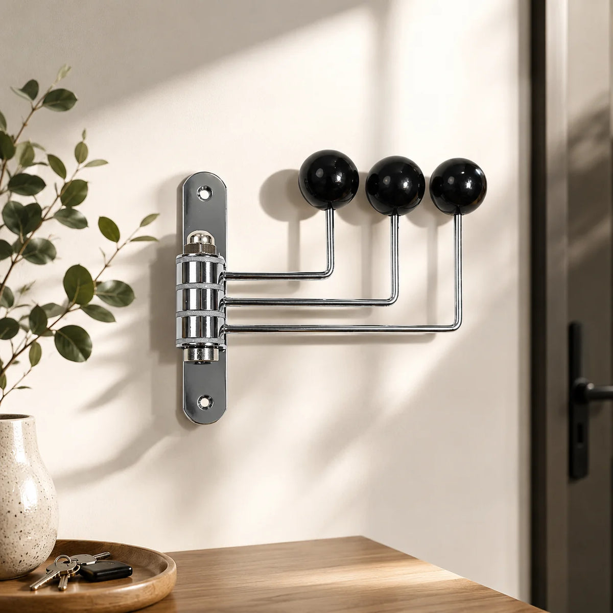 Wall Hook Rack Iron Polished Rounded Knobs