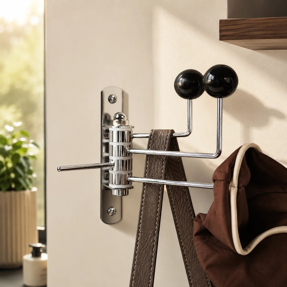 Wall Hook Rack Iron Polished Rounded Knobs
